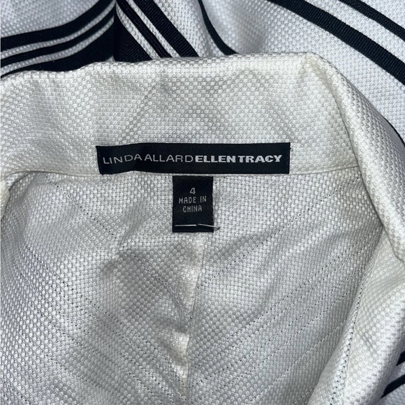 Linda Allard Ellen Tracy Black White Sleeveless Button Down Top Size 4 Cotton - Picture 5 of 5
